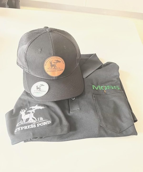 moss construction cypress pond logo hat and tee shirt by Imperium Marketing Solutions